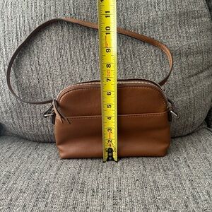 Brown Mini Leather Bag with Structured Design